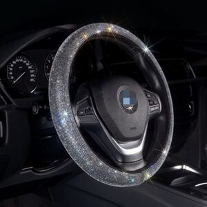 CHFS Car Steering Wheel Covers for Women Universal Fit 15 Inch Superfine Bling